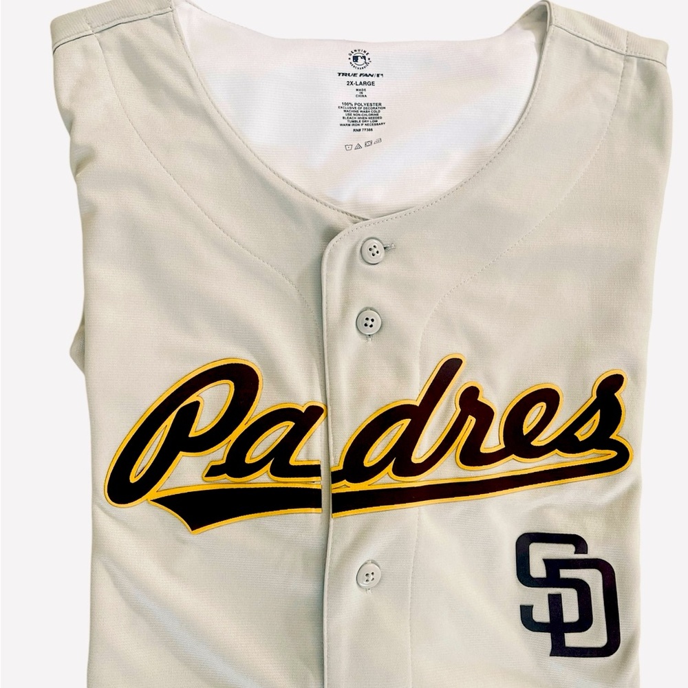 NWT-True Fans, San Diego Padres Stitched Off-White Jersey Size 2X